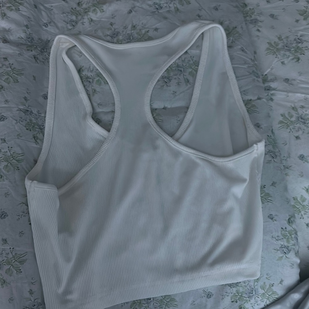 White Ribbed Zip-Up Tank Top - Picture 2 of 2